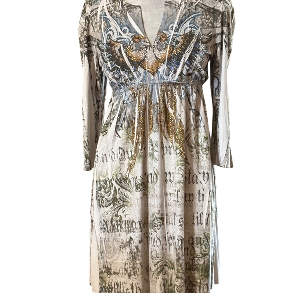 Chic Long Sleeve Graphic Dress